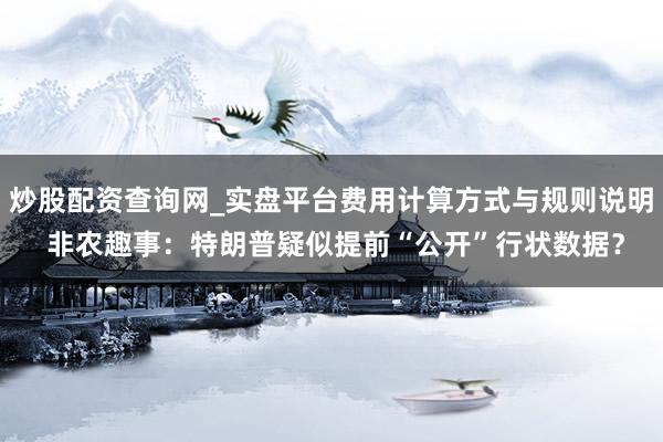 炒股配资查询网_实盘平台费用计算方式与规则说明 非农趣事：特朗普疑似提前“公开”行状数据？