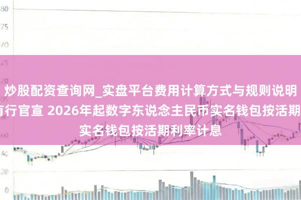 炒股配资查询网_实盘平台费用计算方式与规则说明 六大国有行官宣 2026年起数字东说念主民币实名钱包按活期利率计息