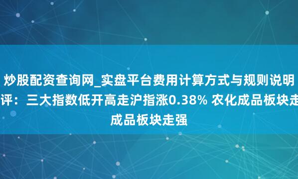 炒股配资查询网_实盘平台费用计算方式与规则说明 收评：三大指数低开高走沪指涨0.38% 农化成品板块走强