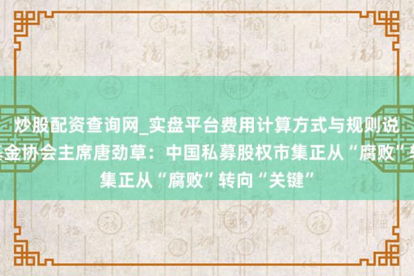 炒股配资查询网_实盘平台费用计算方式与规则说明 各人母基金协会主席唐劲草：中国私募股权市集正从“腐败”转向“关键”