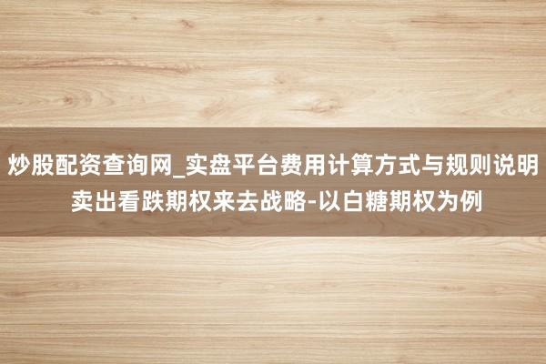 炒股配资查询网_实盘平台费用计算方式与规则说明 卖出看跌期权来去战略-以白糖期权为例
