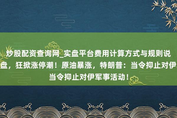 炒股配资查询网_实盘平台费用计算方式与规则说明 刚刚开盘,狂掀涨停潮!原油暴涨,特朗普:当令抑止对伊军事活动!