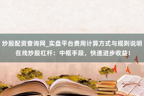 炒股配资查询网_实盘平台费用计算方式与规则说明 在线炒股杠杆:中枢手段,快速进步收益!