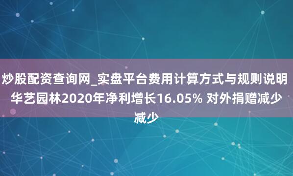 炒股配资查询网_实盘平台费用计算方式与规则说明 华艺园林2020年净利增长16.05% 对外捐赠减少
