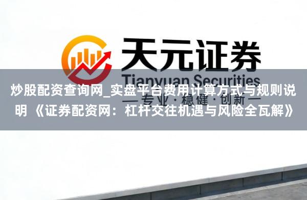 炒股配资查询网_实盘平台费用计算方式与规则说明 《证券配资网:杠杆交往机遇与风险全瓦解》