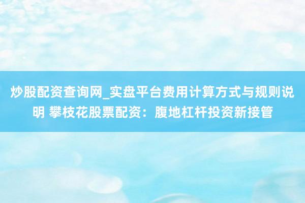 炒股配资查询网_实盘平台费用计算方式与规则说明 攀枝花股票配资：腹地杠杆投资新接管