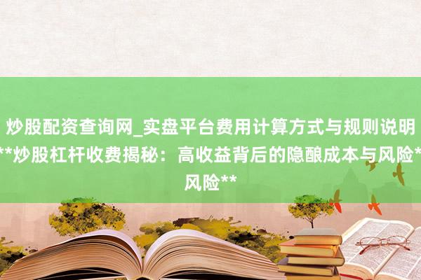 炒股配资查询网_实盘平台费用计算方式与规则说明 **炒股杠杆收费揭秘：高收益背后的隐酿成本与风险**