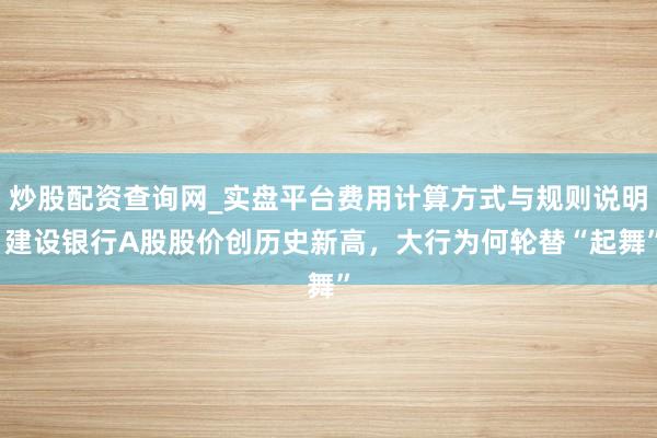 炒股配资查询网_实盘平台费用计算方式与规则说明 建设银行A股股价创历史新高，大行为何轮替“起舞”