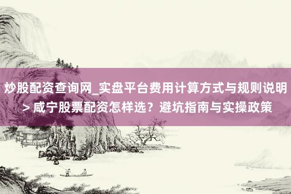 炒股配资查询网_实盘平台费用计算方式与规则说明 > 咸宁股票配资怎样选？避坑指南与实操政策