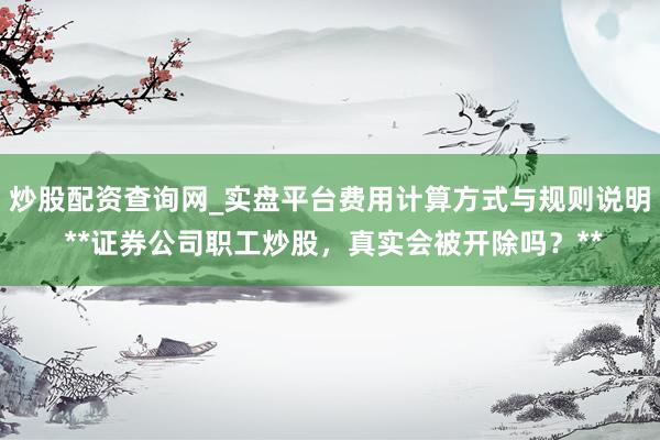 炒股配资查询网_实盘平台费用计算方式与规则说明 **证券公司职工炒股，真实会被开除吗？**
