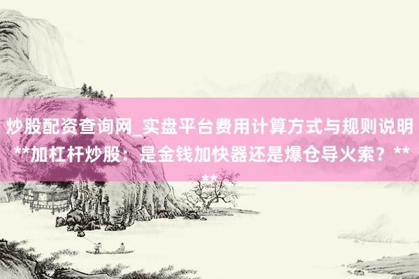 炒股配资查询网_实盘平台费用计算方式与规则说明 **加杠杆炒股：是金钱加快器还是爆仓导火索？**